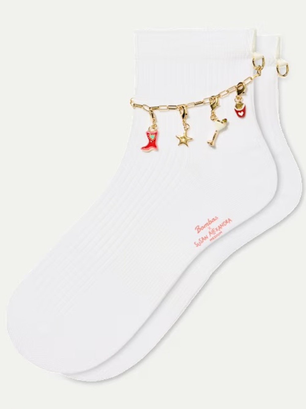 Bombas x Susan Alexandra Charms Anklet Quarter Socks | Size Medium NWT